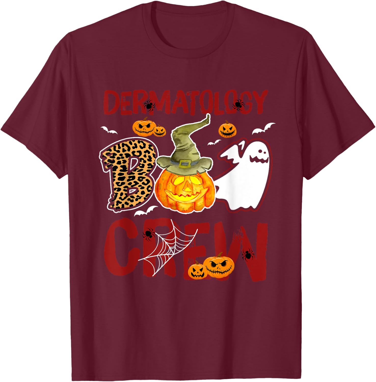 Dermatology Boo Crew Halloween Derm Nurse Match T-Shirt - T-Shirt | Maroon