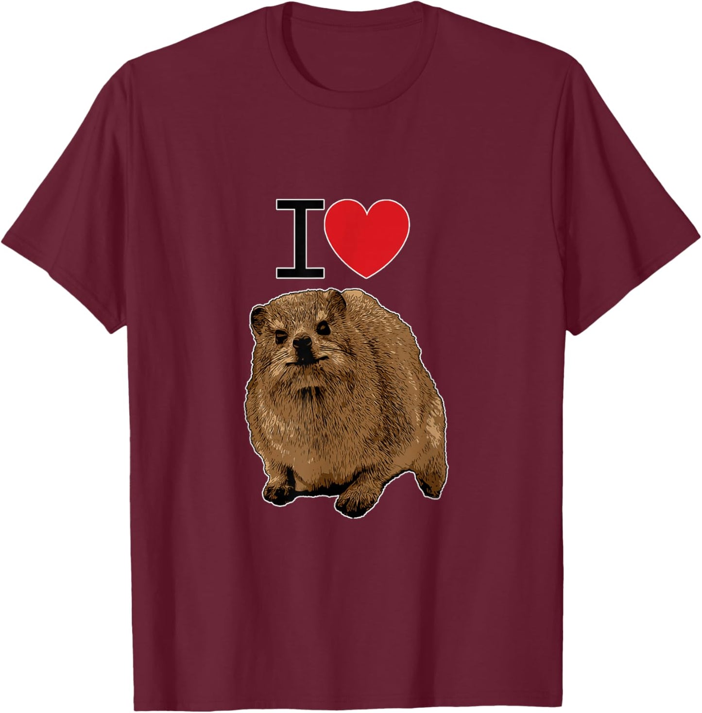 I love Rock Hyraxes | I love Daisies | I love Rabbits T-Shirt - T-Shirt | Maroon