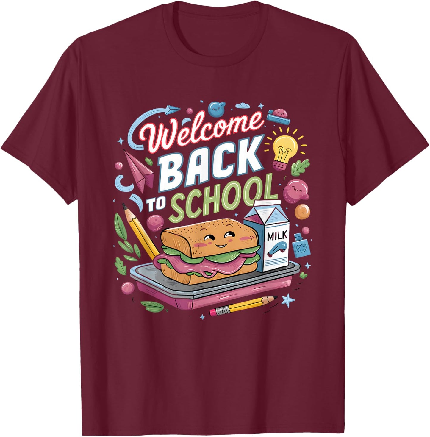 Welcome Back To School Lunch Lady First Day Of School T-Shirt - T-Shirt | Maroon