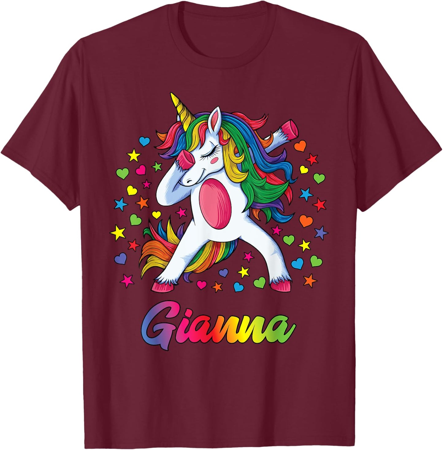 Gianna Personalised Name Unicorn Girl Gift T-Shirt - T-Shirt | Maroon
