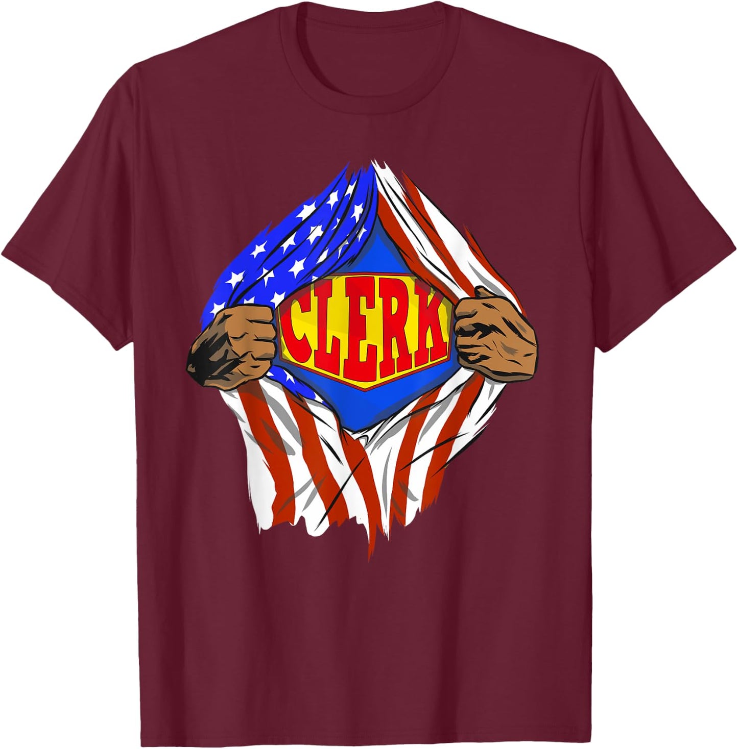 Funny Super Clerk Hero Job T-Shirt - T-Shirt | Maroon