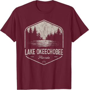 Lake Okeechobee Florida Outdoors Vintage T-Shirt - T-Shirt | Maroon