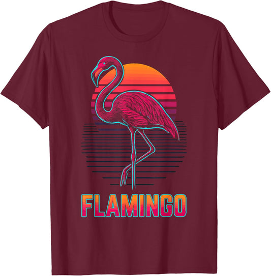 Flamingo Retro T-Shirt - T-Shirt | Maroon