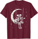 Skeleton Couple Playing Guitar on Moon Swing Halloween Band T-Shirt - T-Shirt | Maroon