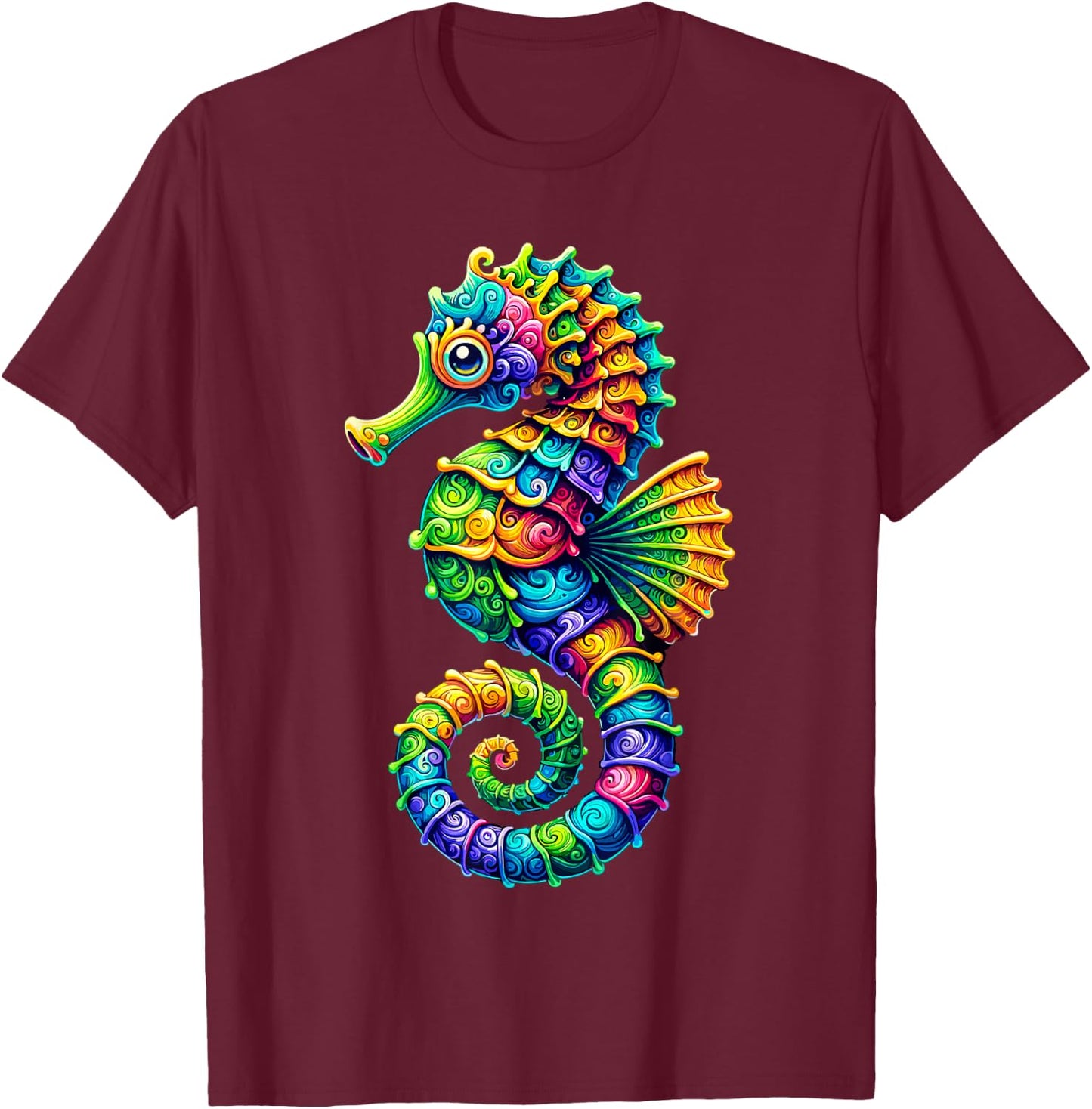 Seahorse Ocean T-Shirt - T-Shirt | Maroon
