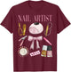 Vintage Coquette Bow Aesthetic Nail Tech Nail Technician T-Shirt - T-Shirt | Maroon