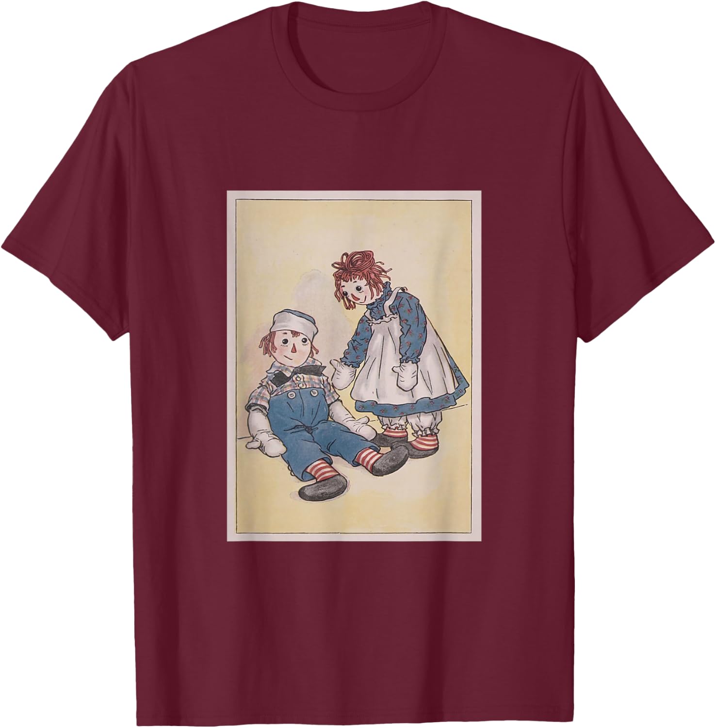 Children's Rag Doll Story Raggedy Ann & Andy (1920) , Small, Black T-Shirt - T-Shirt | Maroon