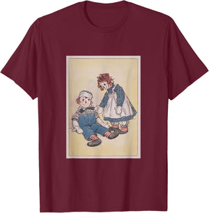 Children's Rag Doll Story Raggedy Ann & Andy (1920) , Small, Black T-Shirt - T-Shirt | Maroon