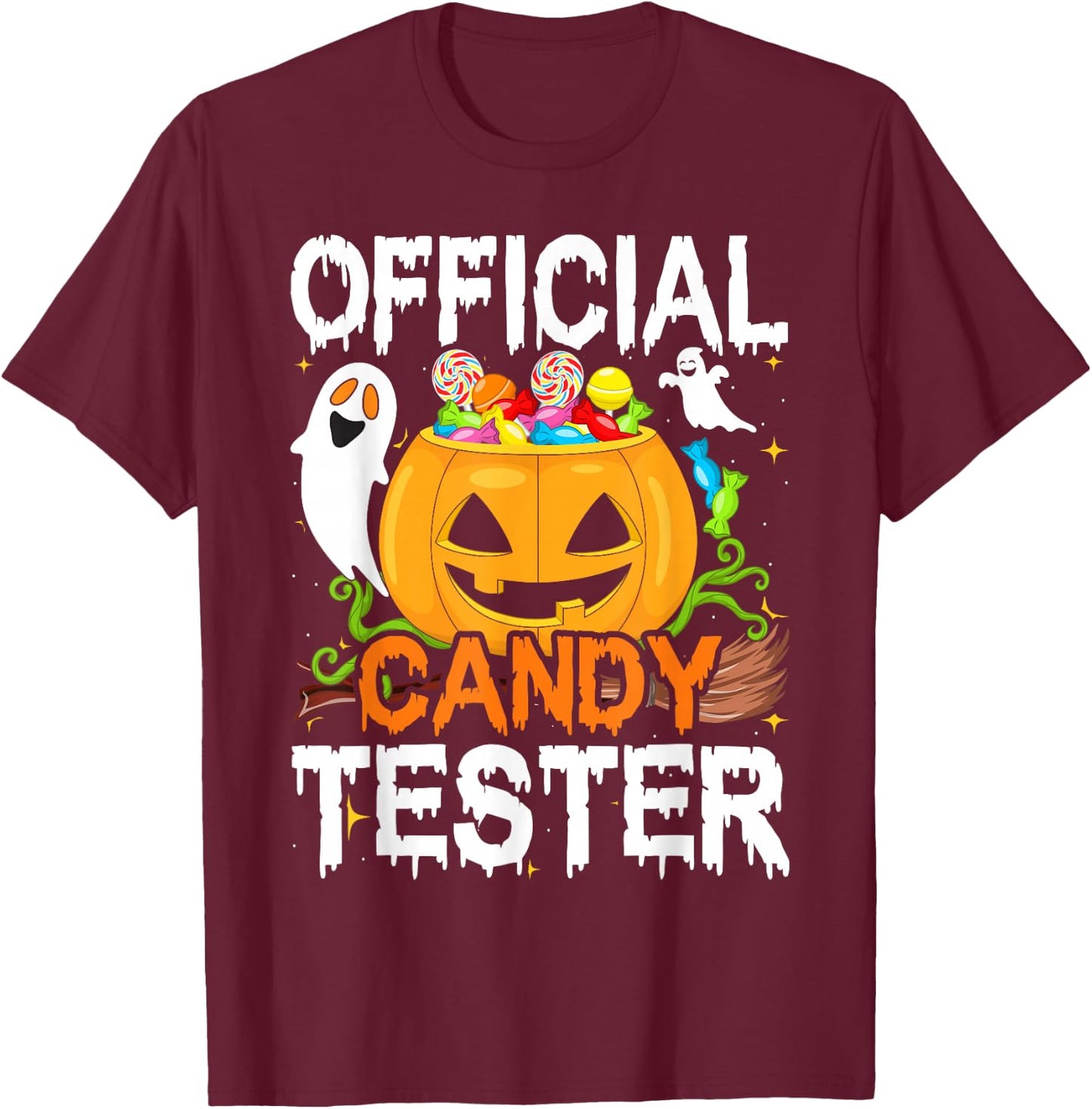 Halloween Party, Halloween Pumpkin Official Candy Tester T-Shirt - T-Shirt | Maroon