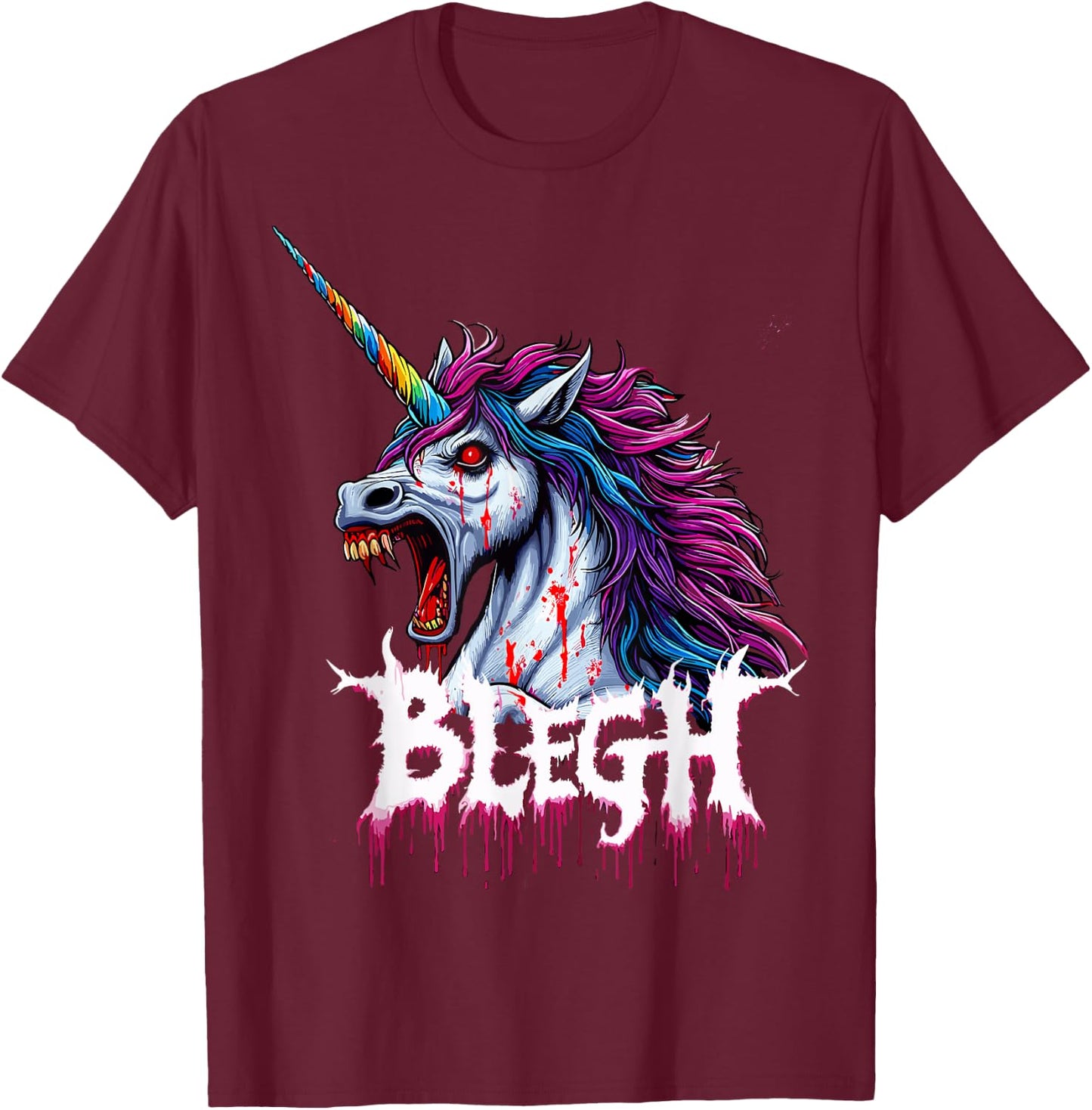 Metal Unicorn Blegh T-Shirt - T-Shirt | Maroon