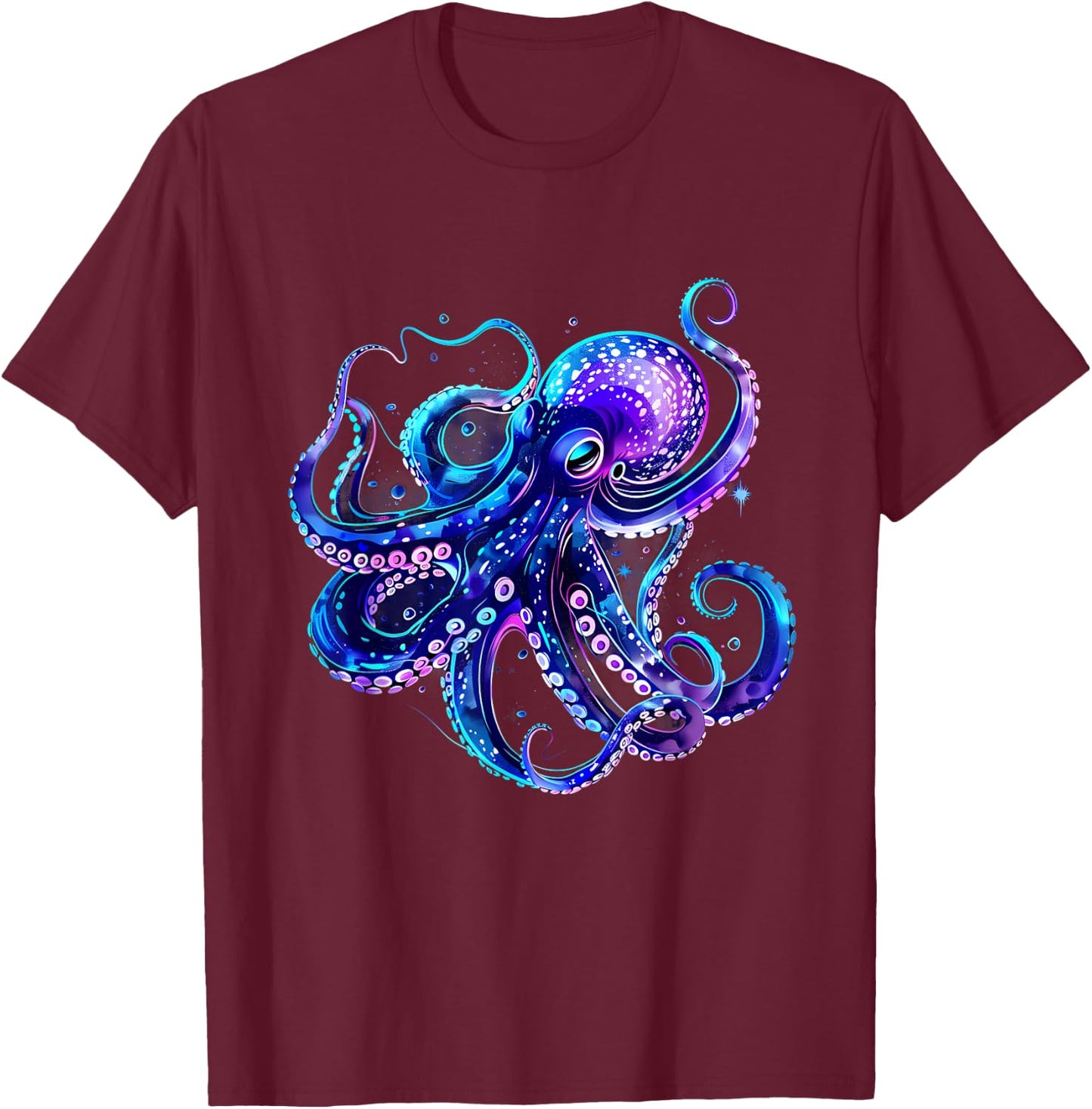 Octopus Artwork Sea Ocean Animal Lover Motif Sea Creature T-Shirt - T-Shirt | Maroon