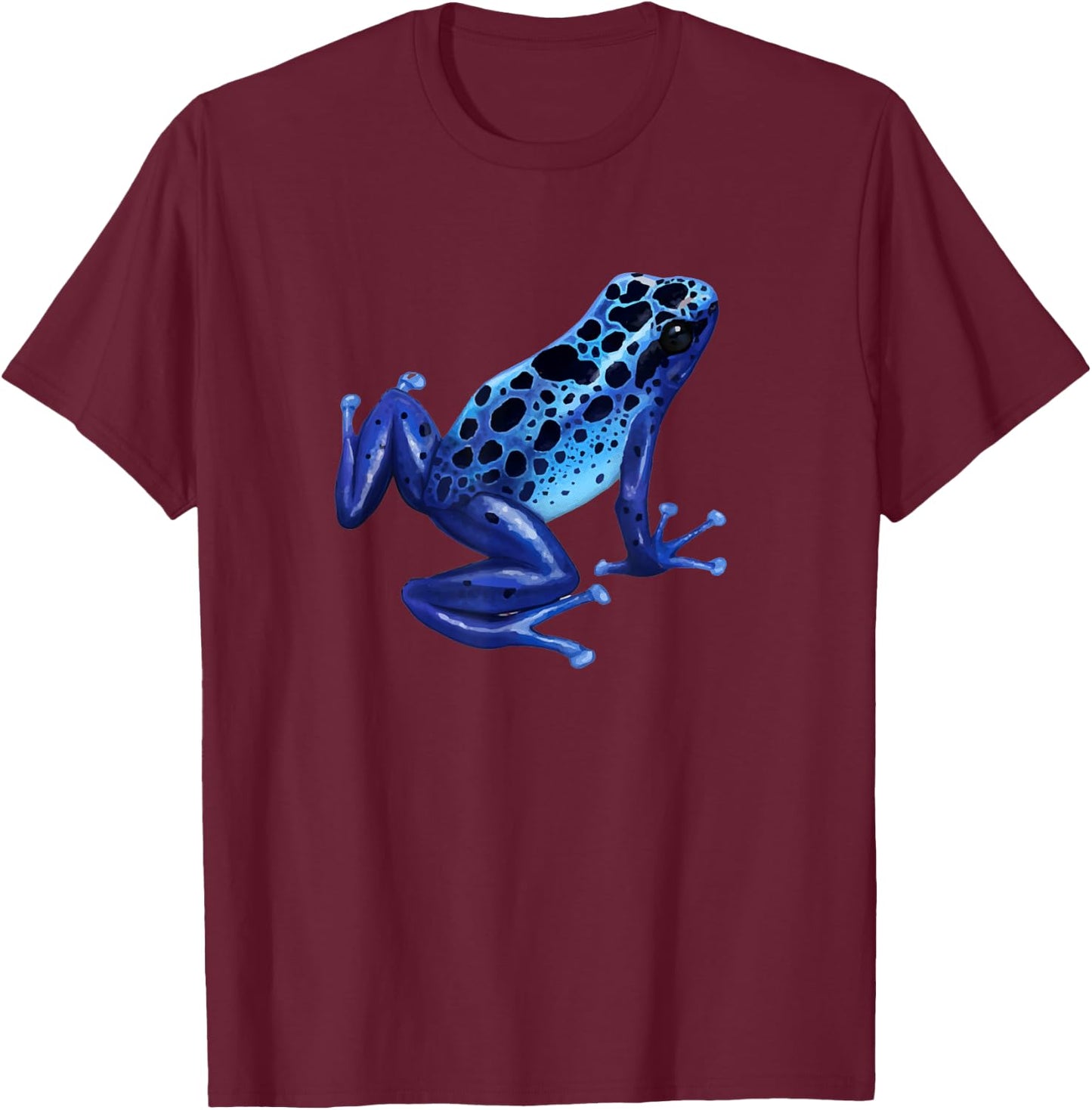 Blue Poison Dart Frog Colorful Design Nature Lover T-Shirt - T-Shirt | Maroon