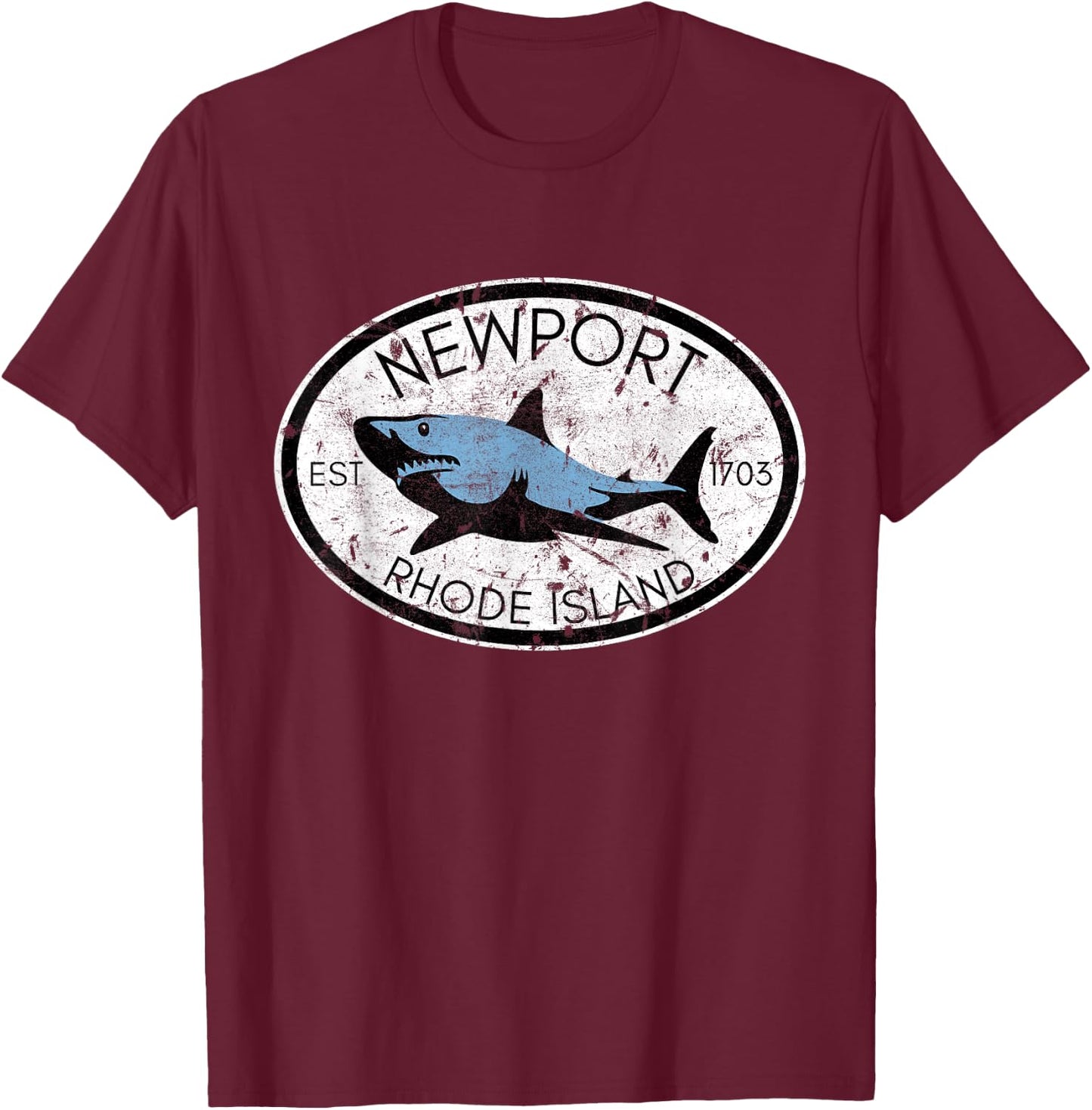 Newport Rhode Island Fishing Shark Fish Beach Vintage Women Kids T-Shirt - T-Shirt | Maroon
