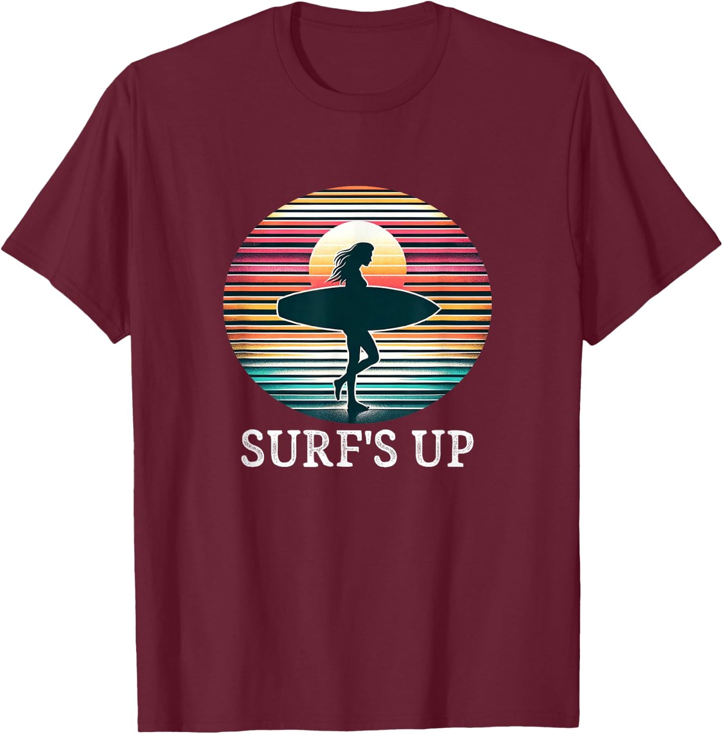 Surf's Up - Surfer Girl - Vintage Style T-Shirt - T-Shirt | Maroon