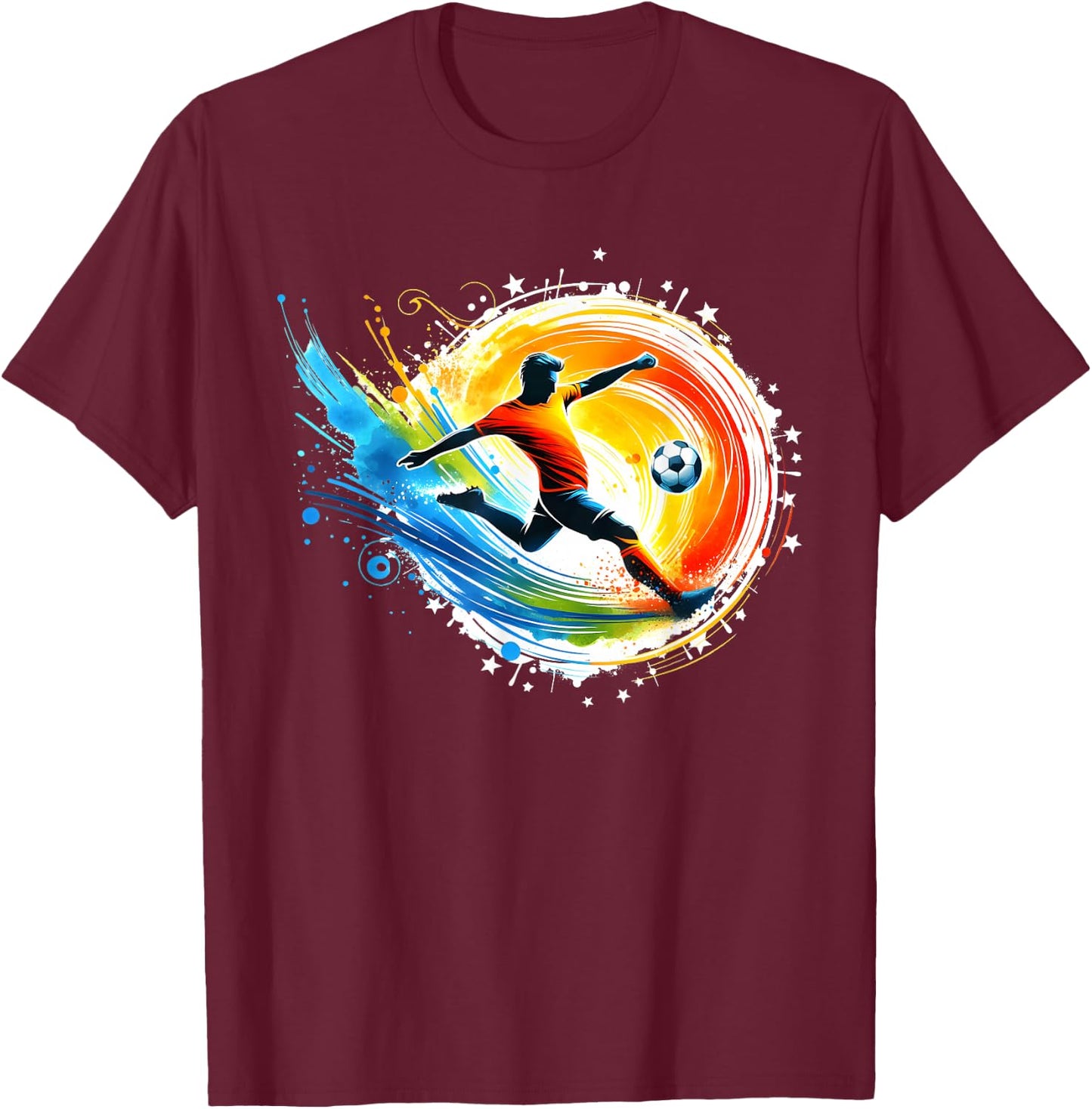 Soccer Player Sports Vintage Men Boys Soccer Ball Soccer T-Shirt - T-Shirt | Maroon