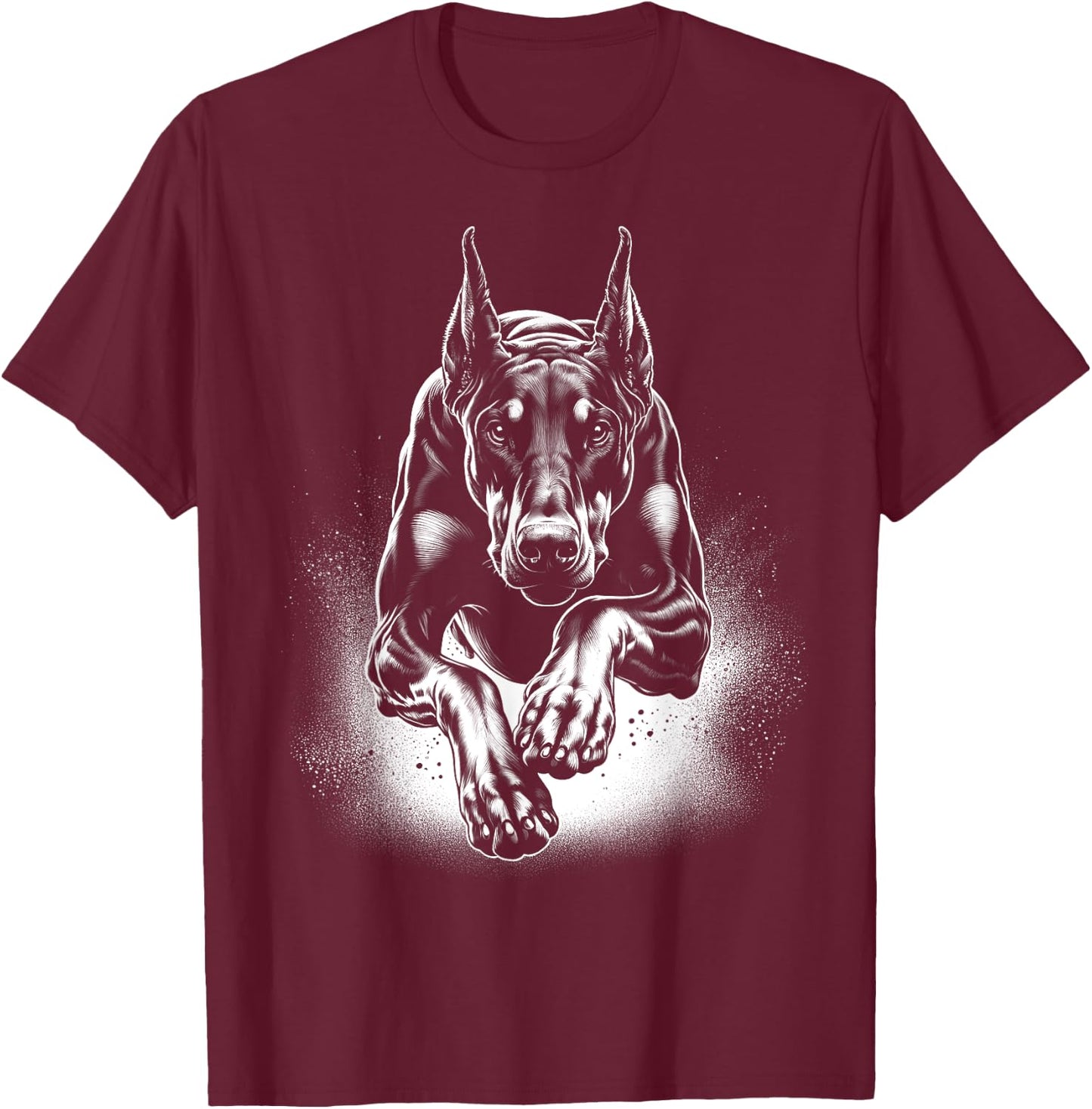 Cool Doberman Dog in Jump T-Shirt - T-Shirt | Maroon