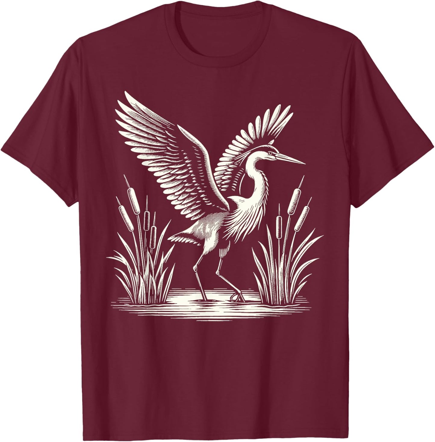Heron Bird Birding T-Shirt - T-Shirt | Maroon