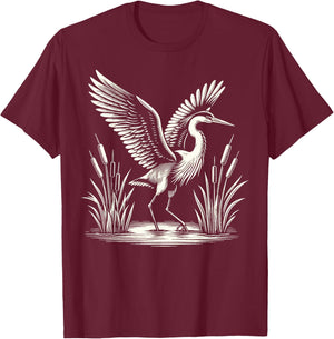 Heron Bird Birding T-Shirt - T-Shirt | Maroon