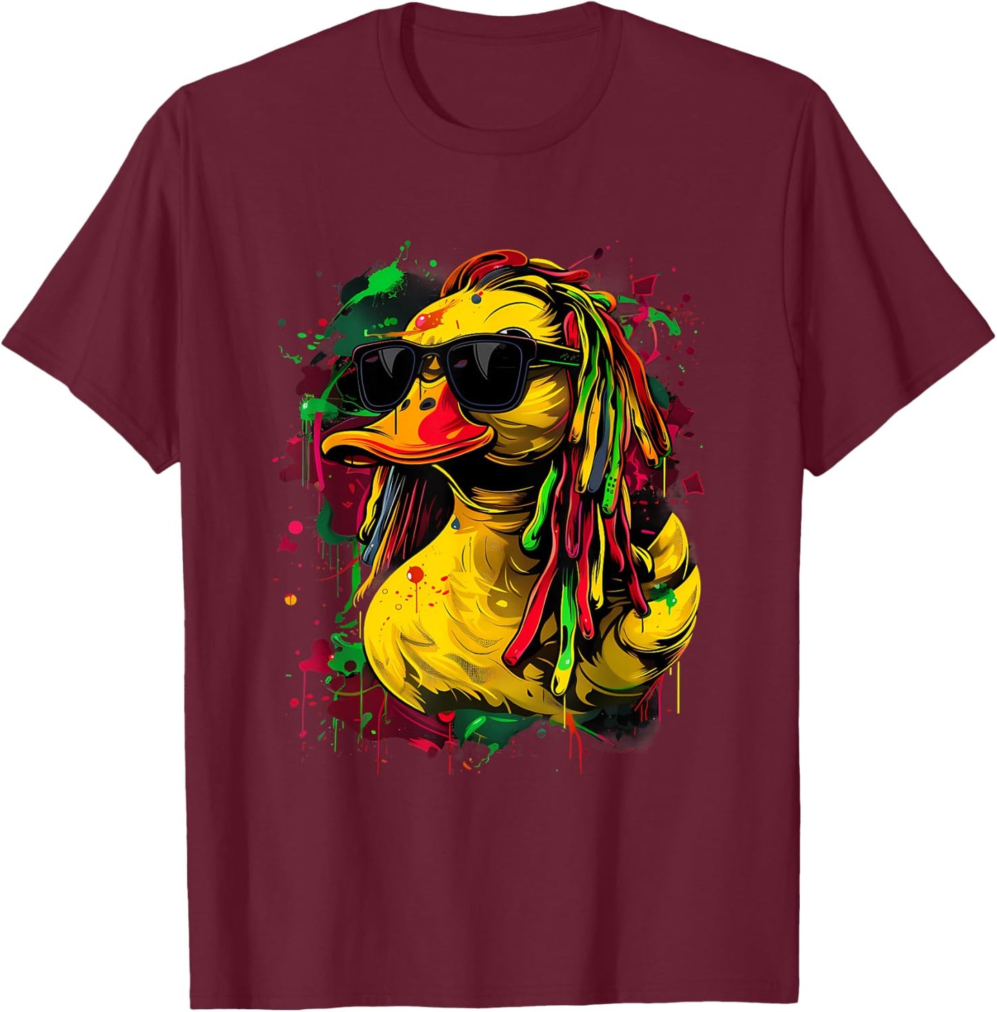 Jamaica Hippie Rasta Reggae Music Reggae Rubber Duck T-Shirt - T-Shirt | Maroon