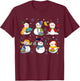 Snowman Reading Books Teacher Christmas Librarian Bookworm T-Shirt - T-Shirt | Maroon