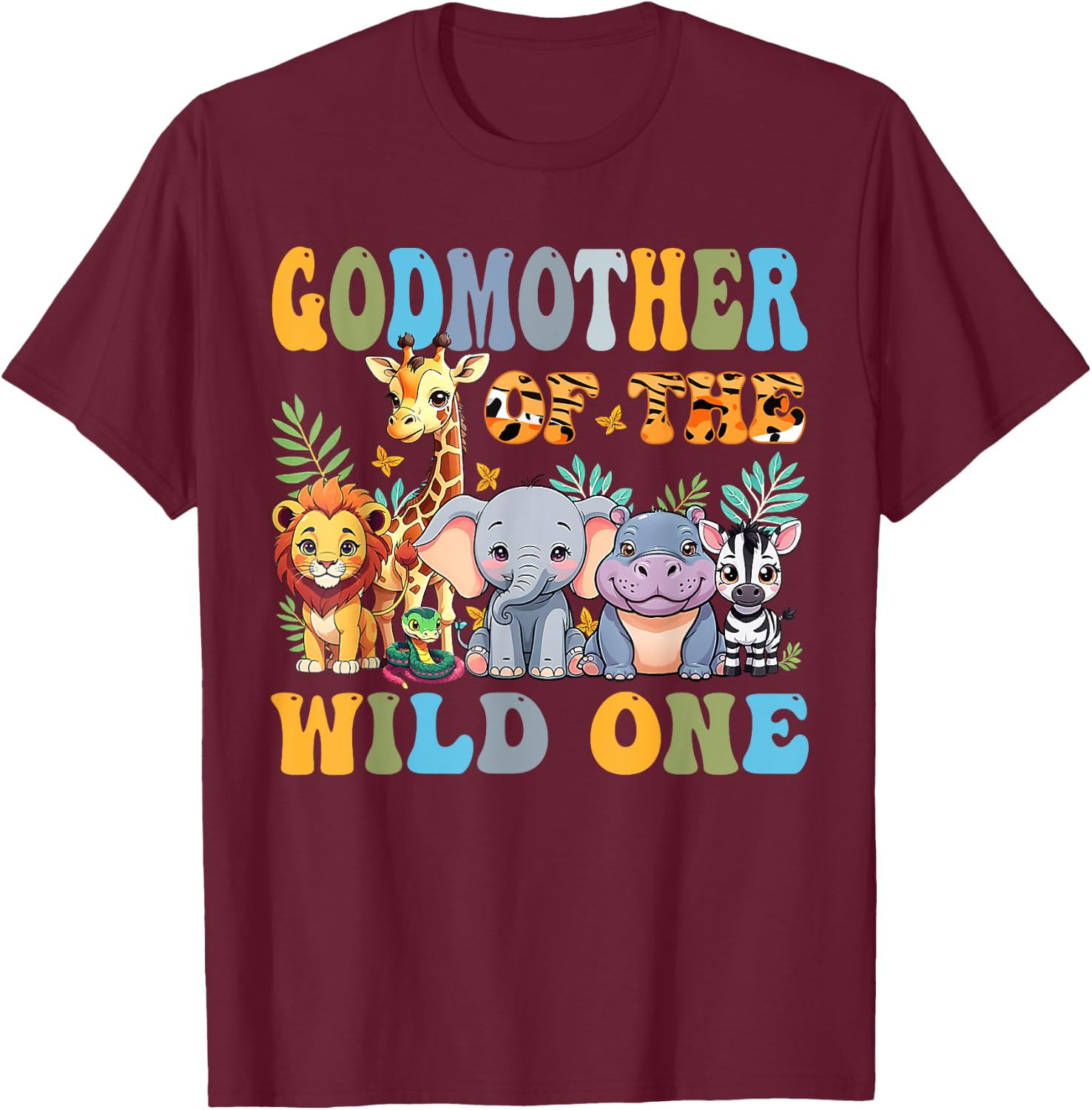God Mother Of The Wild One 1st Birthday Safari Family T-Shirt - T-Shirt | Maroon