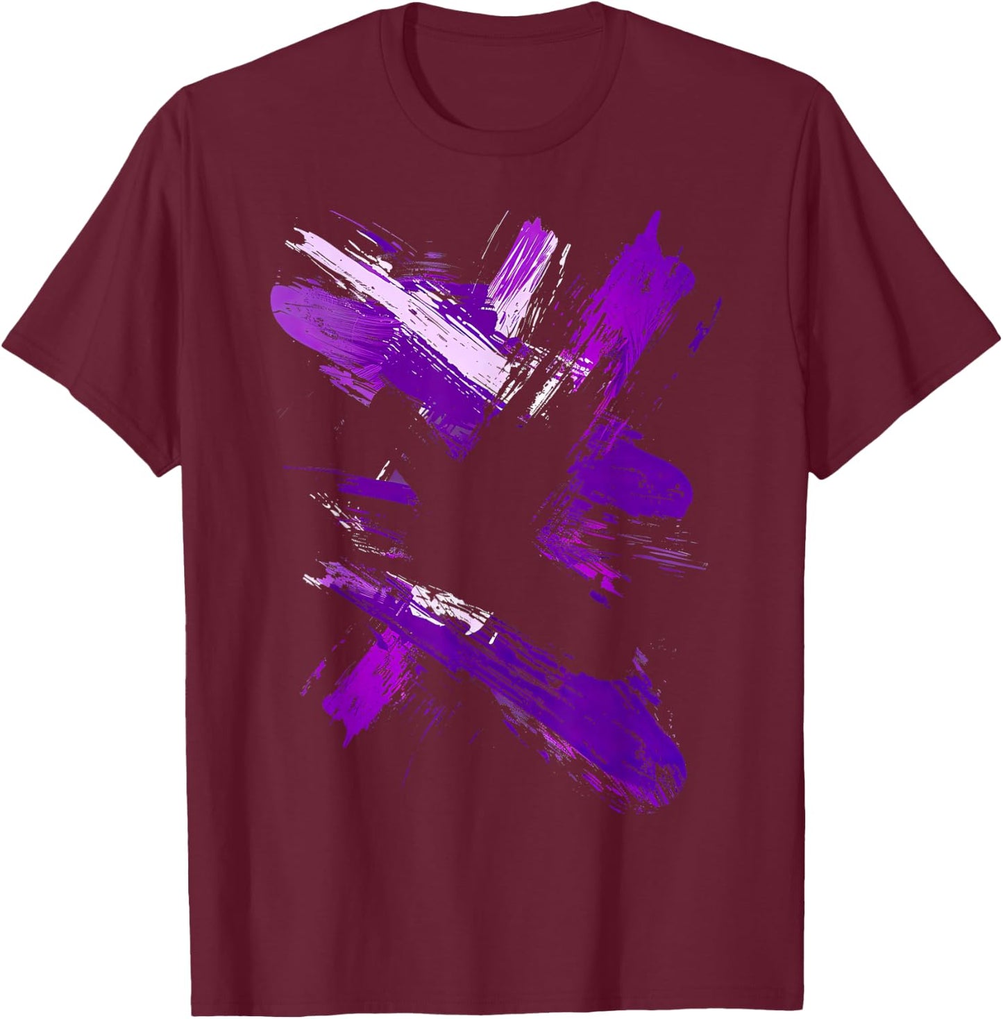 Purple And Black Brush Strokes T-Shirt - T-Shirt | Maroon