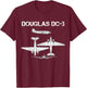 Douglas DC 3 WW2 Fighter Airplane Blueprint T-Shirt - T-Shirt | Maroon