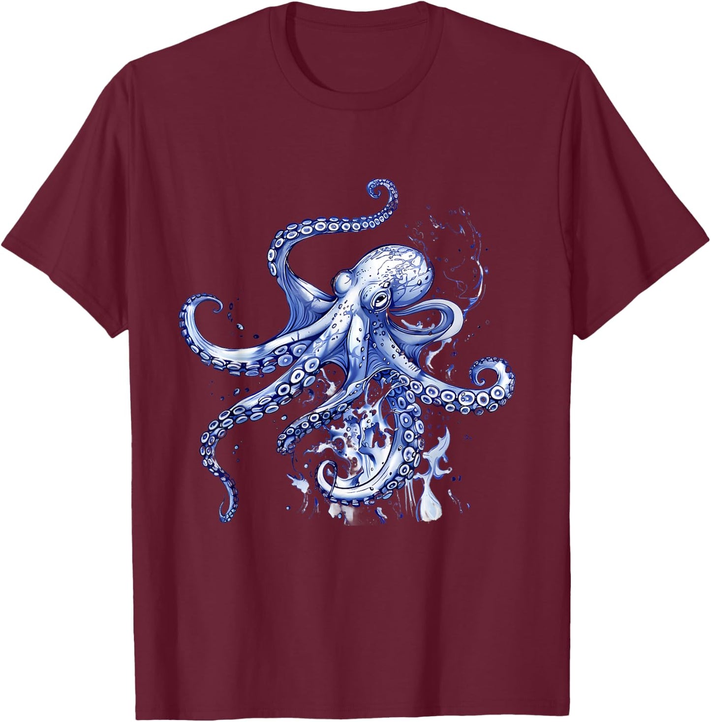 Octopus Ocean Sea Animal Marine Mammal Sea Creature Motif T-Shirt - T-Shirt | Maroon