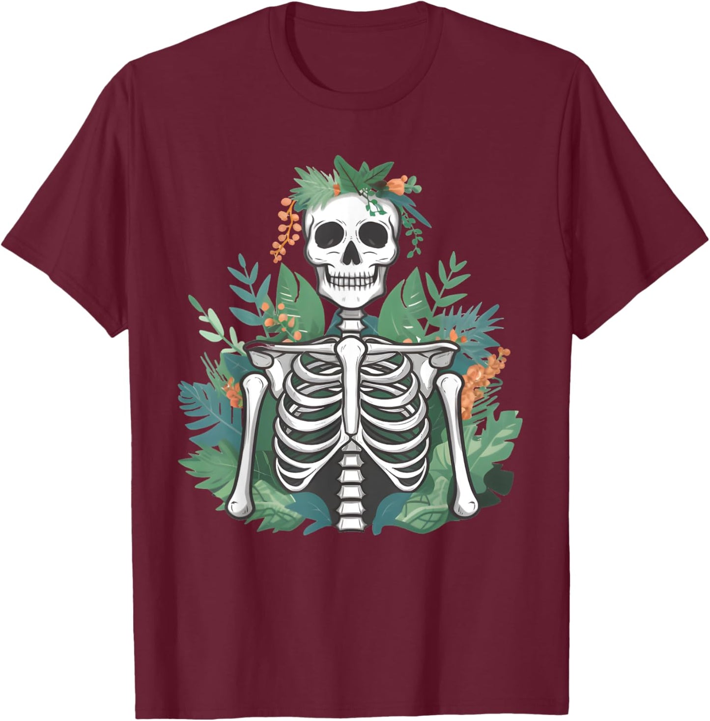 Funny Halloween Skeleton Plants Costume Gardener Men Women T-Shirt - T-Shirt | Maroon