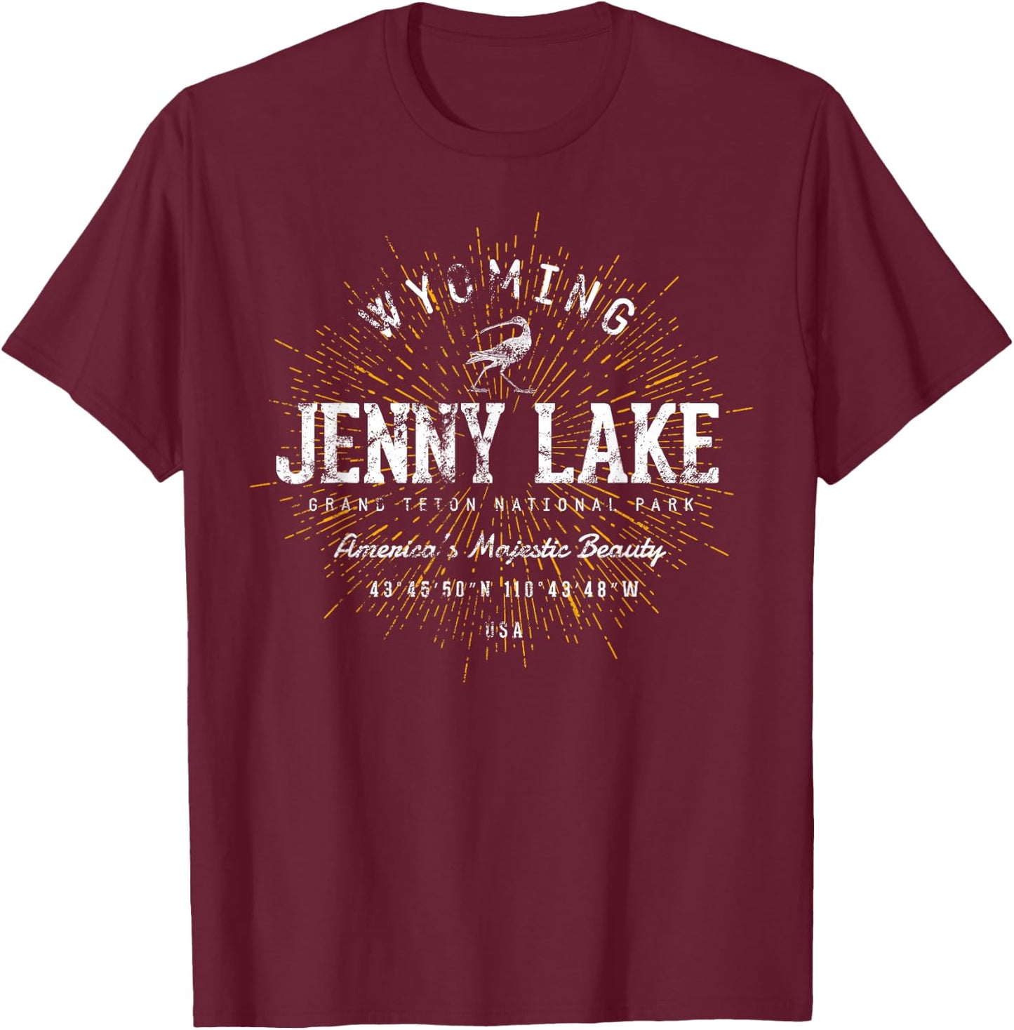 Retro Style Vintage Jenny Lake T-Shirt - T-Shirt | Maroon