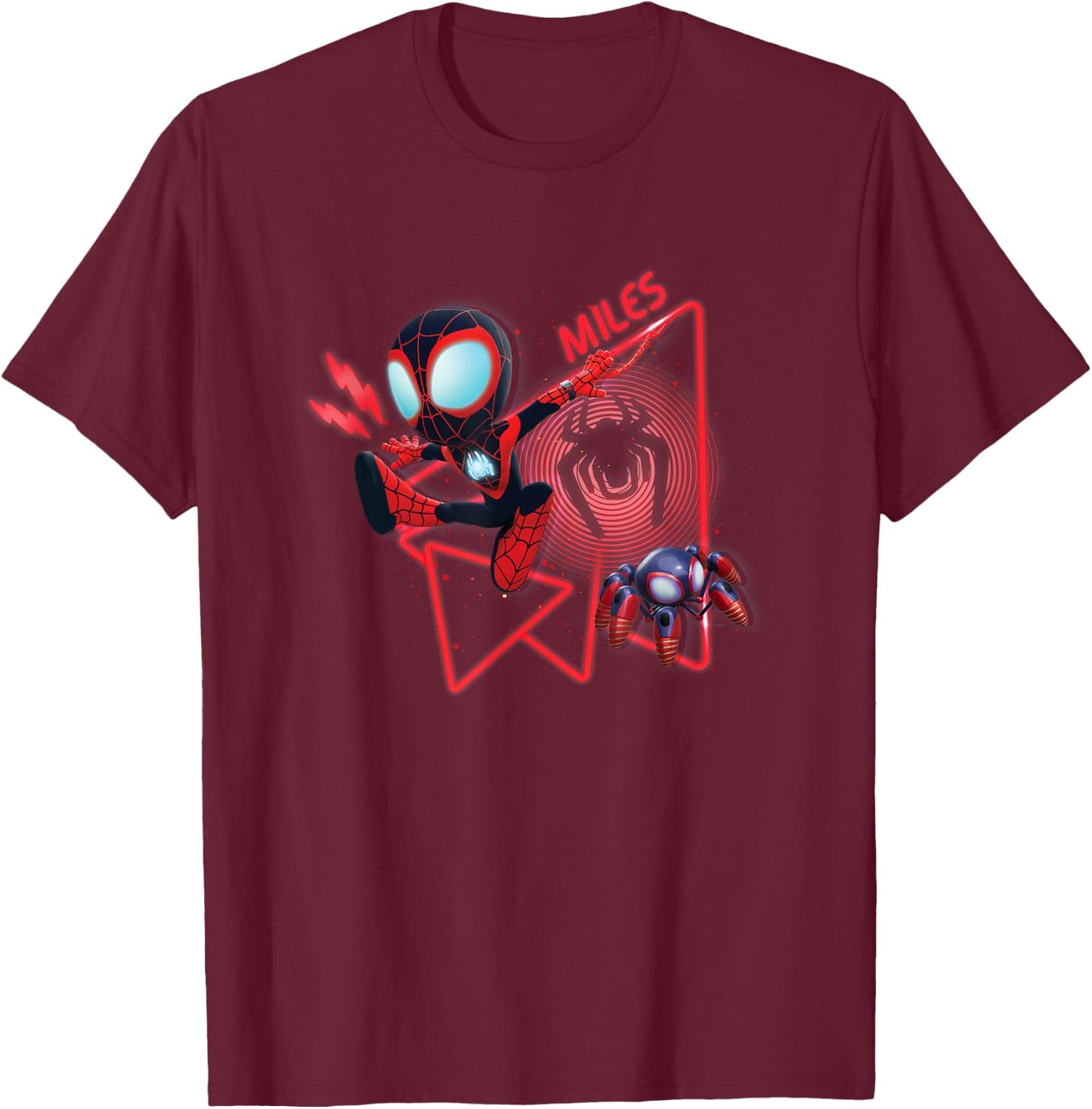 Marvel Spidey and His Amazing Friends Miles Hologram T-Shirt - T-Shirt | Maroon