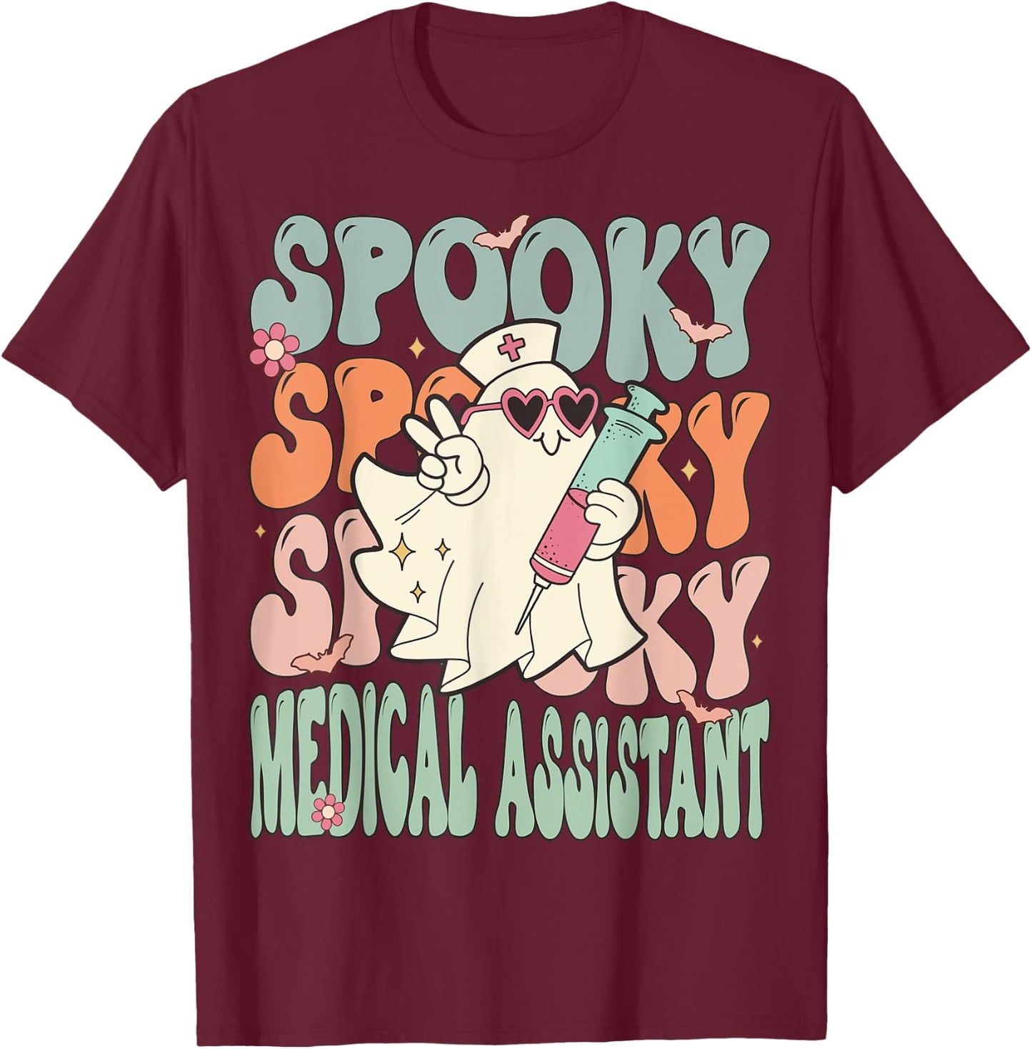 Spooky Medical Assistant Halloween Funny Costume MA T-Shirt - T-Shirt | Maroon