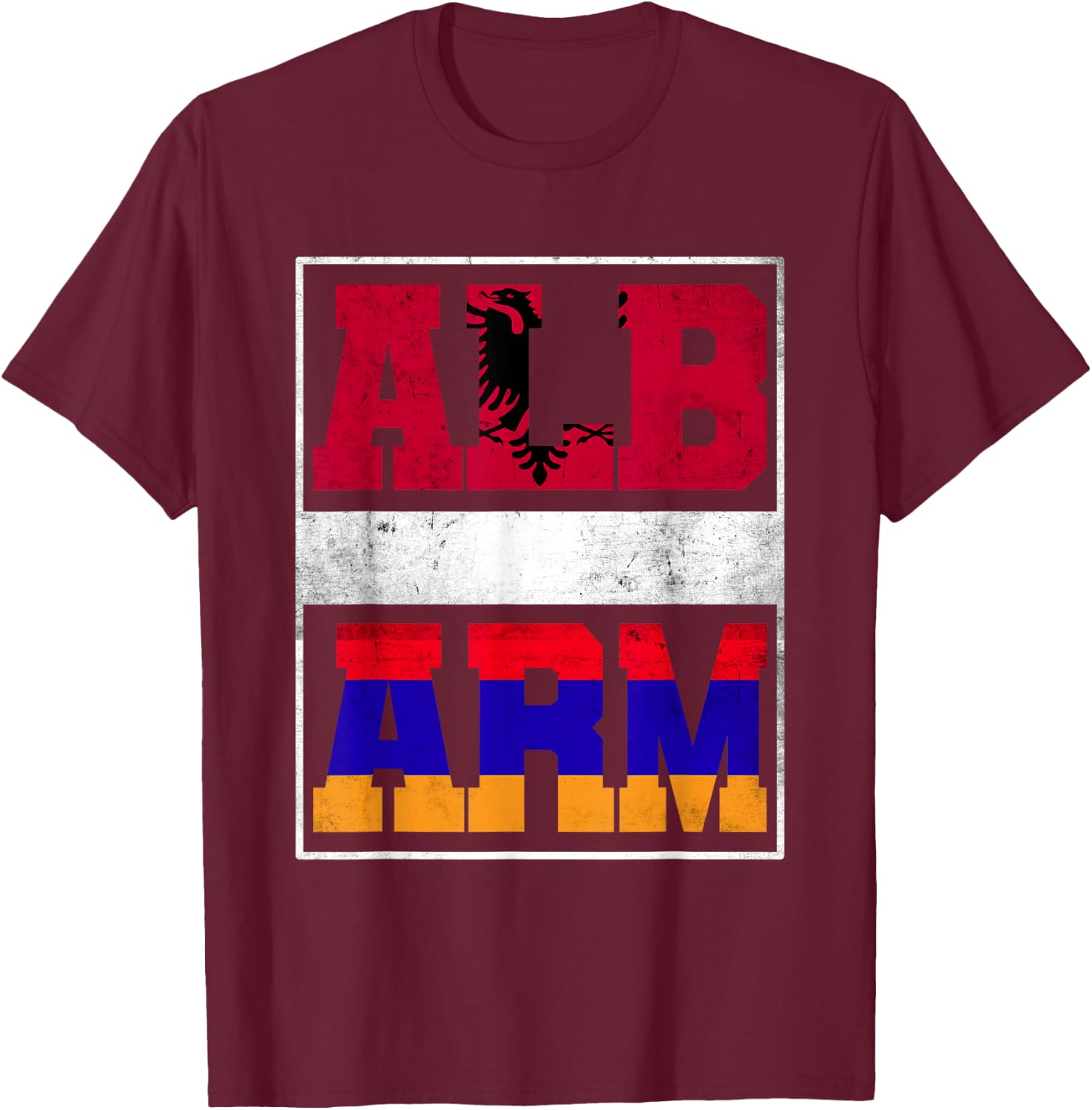 Albania and Armenia Mix Heritage Albanian Armenian Roots T-Shirt - T-Shirt | Maroon