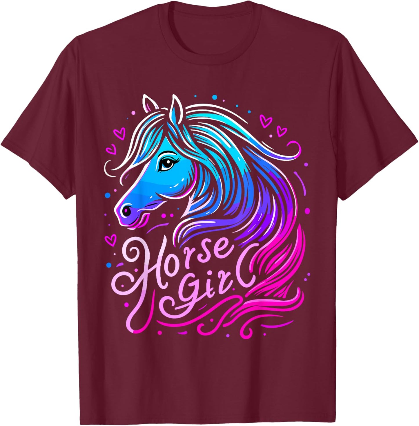 Horses Girl Birthday Love Horses Riding T-Shirt - T-Shirt | Maroon