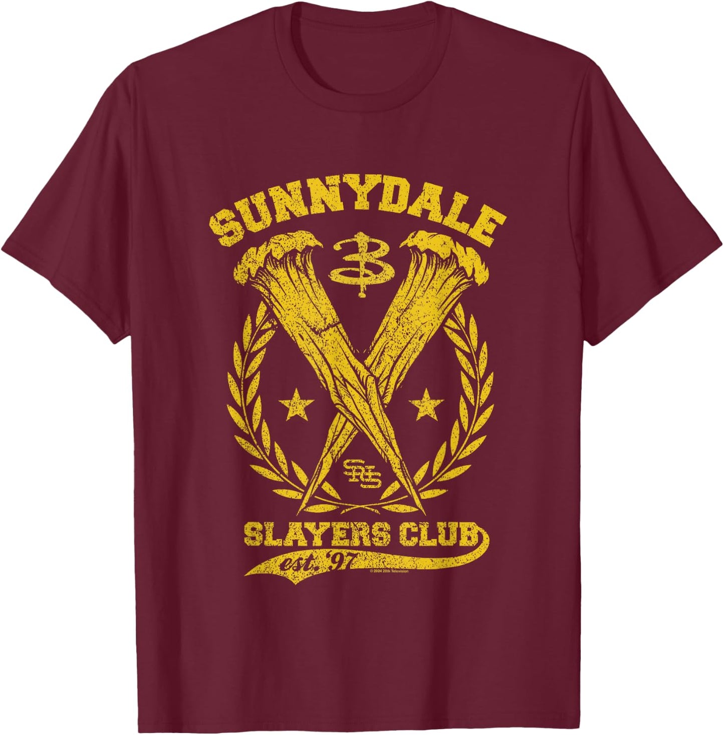 Buffy The Vampire Slayer Sunnydale Slayers Club Collegiate T-Shirt - T-Shirt | Maroon