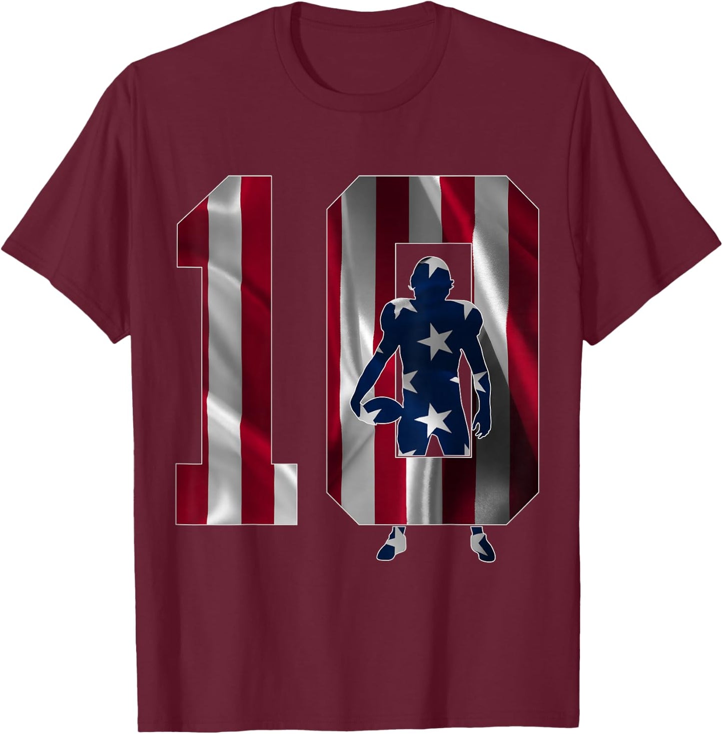 Number 10 Years Football 10th Birthday T-Shirt - T-Shirt | Maroon