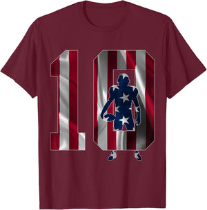 Number 10 Years Football 10th Birthday T-Shirt - T-Shirt | Maroon