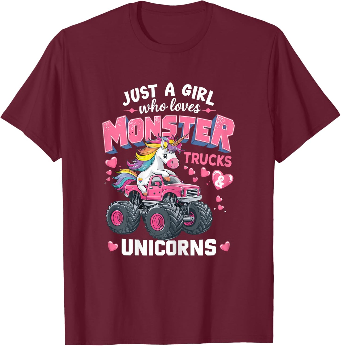 Monster Trucks and Unicorns T-Shirt - T-Shirt | Maroon
