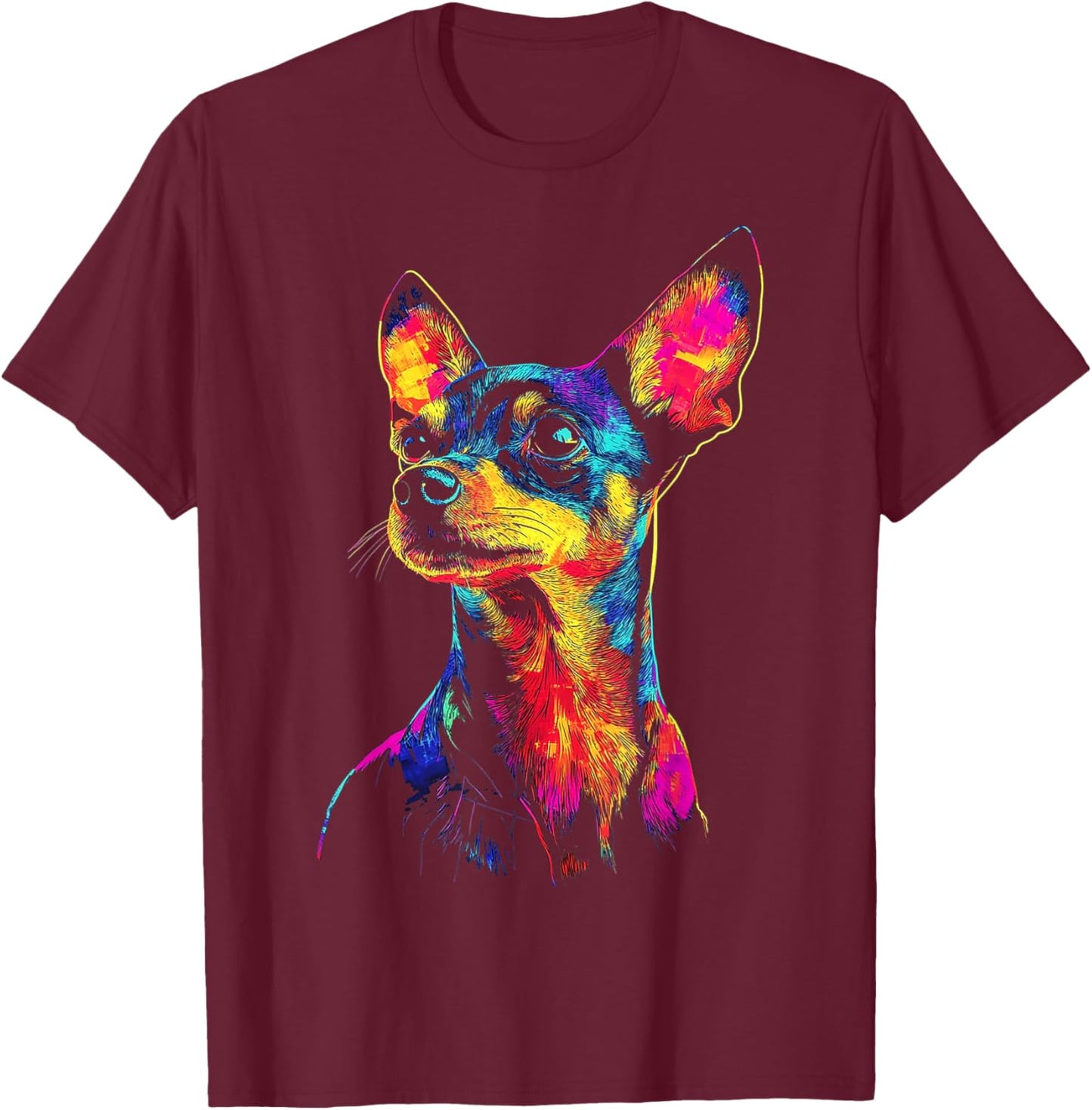 Miniature Pinscher Dog Motif Pet Artwork Miniature Pinscher Women Kids T-Shirt - T-Shirt | Maroon