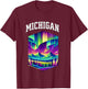 Michigan Aurora Borealis Northern Lights Vacation Souvenir T-Shirt - T-Shirt | Maroon