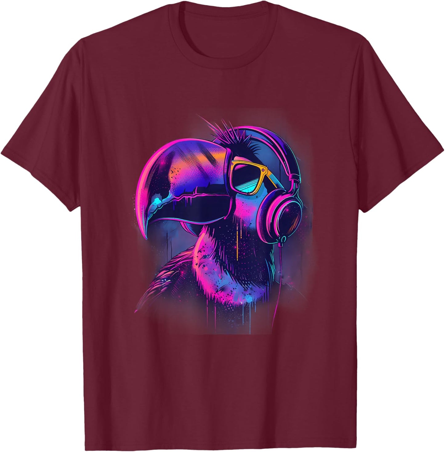 Toucan Music DJ Music Headphones Dance Club Beatmaker Techno T-Shirt - T-Shirt | Maroon