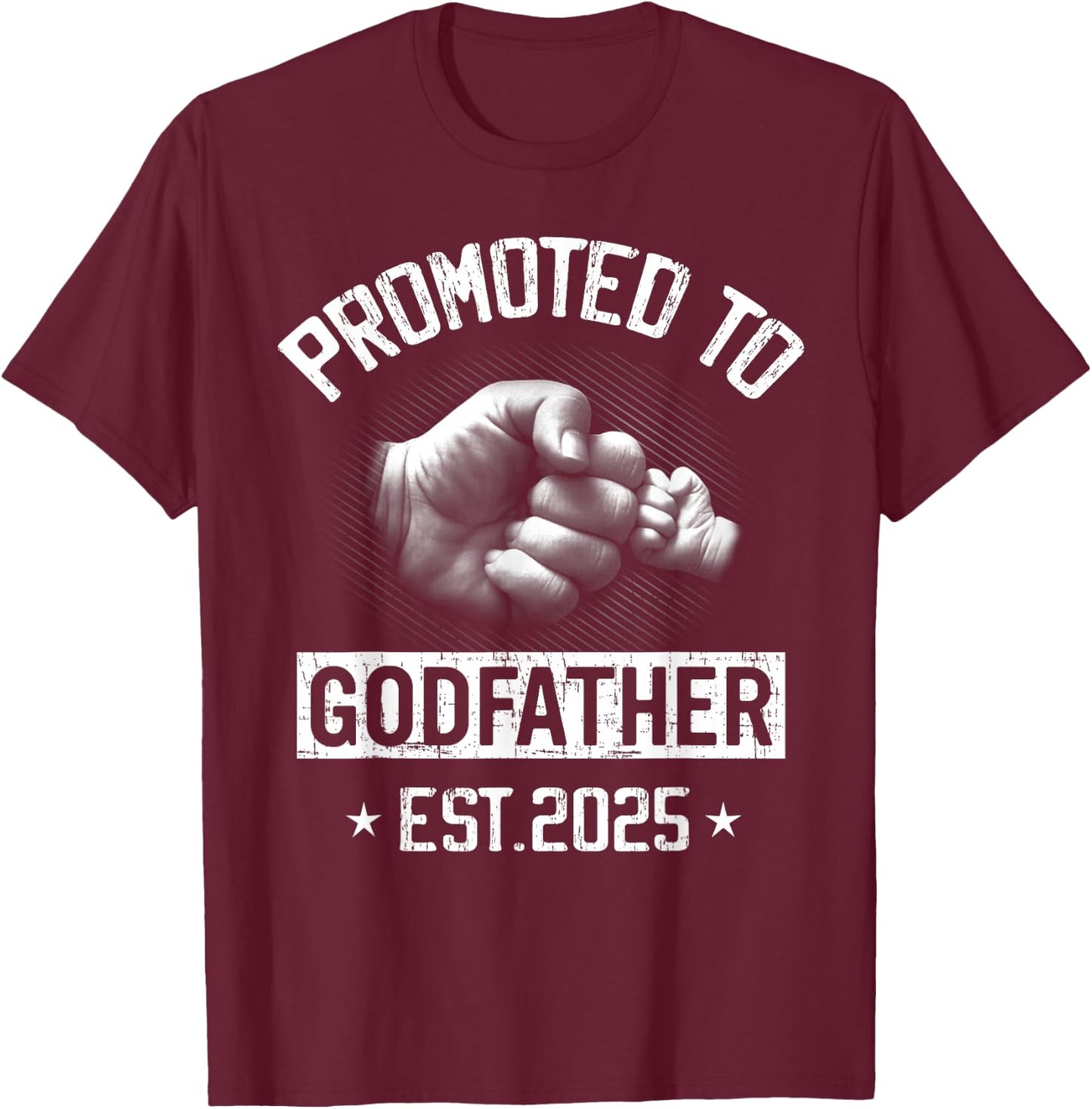Promoted To Godfather Est 2025 Pregnancy Announcement T-Shirt - T-Shirt | Maroon