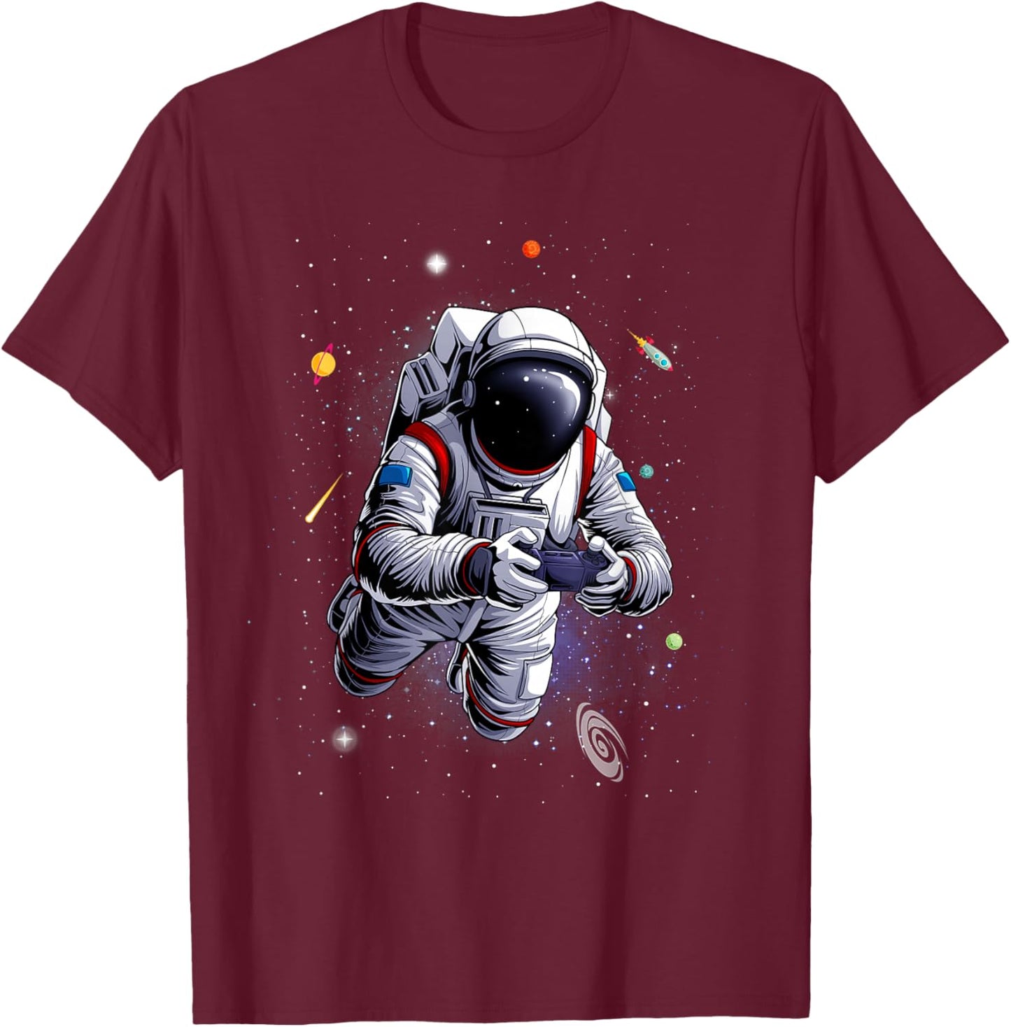 Cool Astronaut Art for Kids Boys Men Space Themed Galaxy T-Shirt - T-Shirt | Maroon