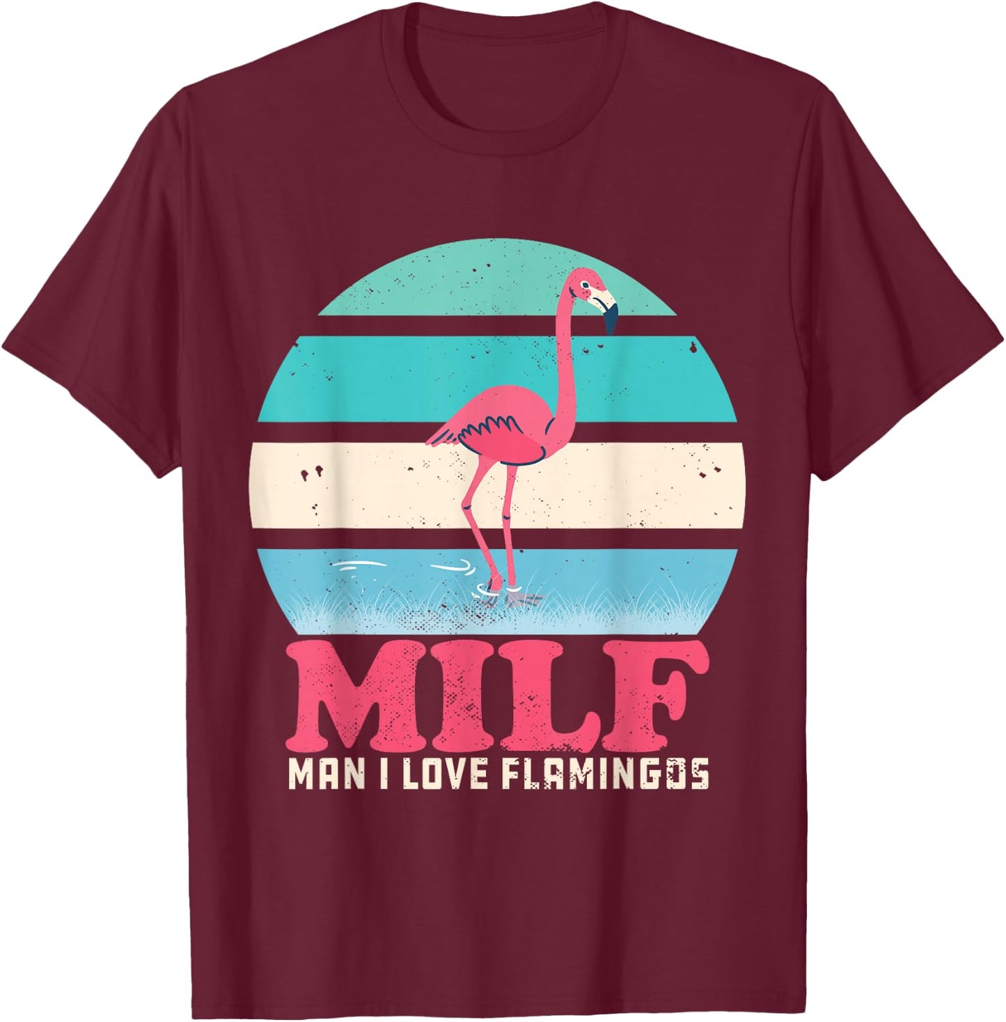 I Love Flamingos Vintage T-Shirt - T-Shirt | Maroon