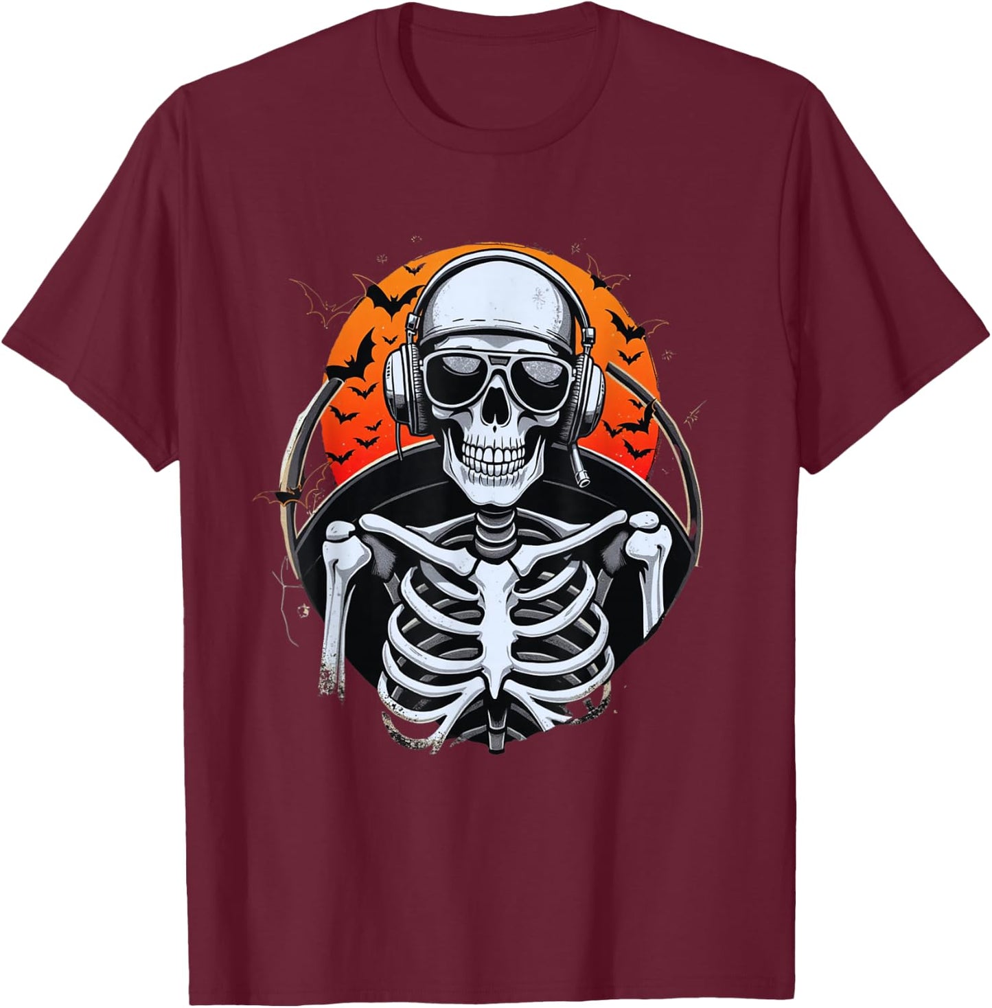 Skeleton pilot | Halloween airplane | Halloween pilot T-Shirt - T-Shirt | Maroon