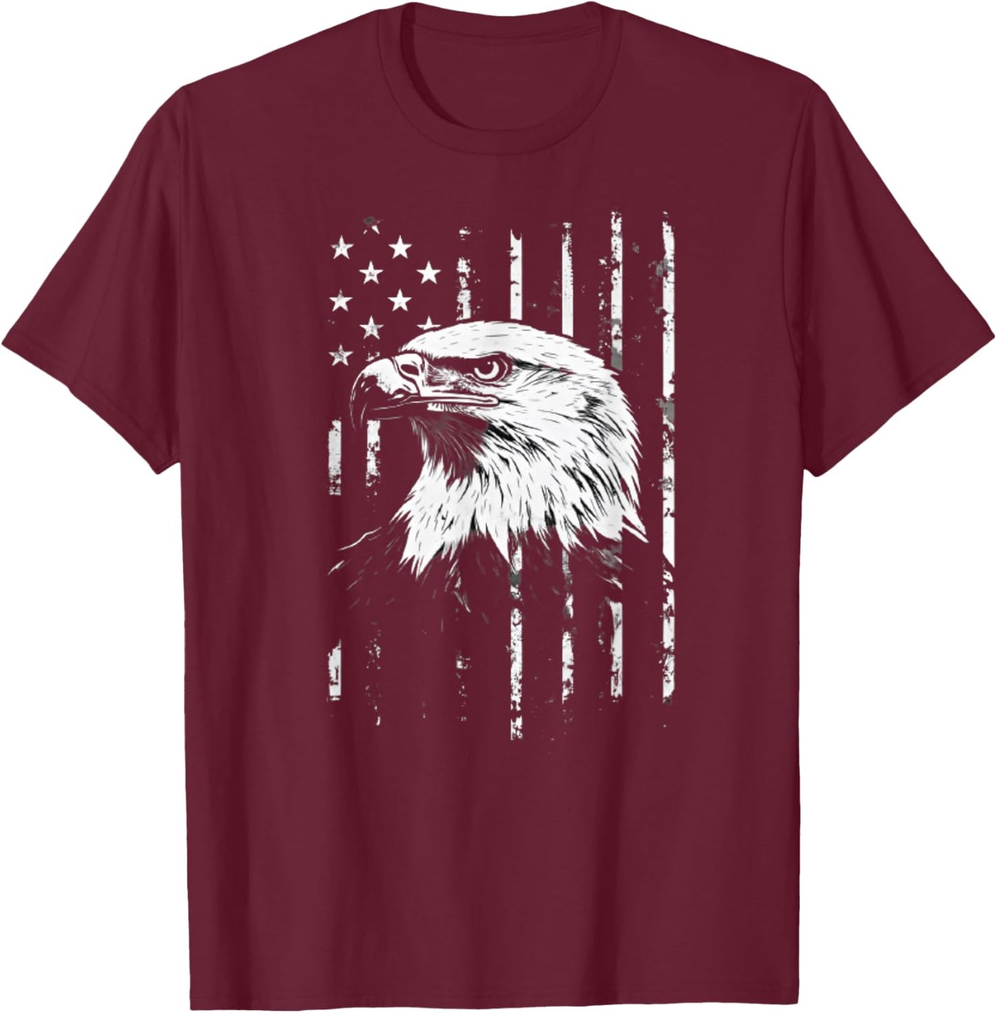 Patriotic American Eagle Men Women 4th of July USA Flag T-Shirt - T-Shirt | Maroon