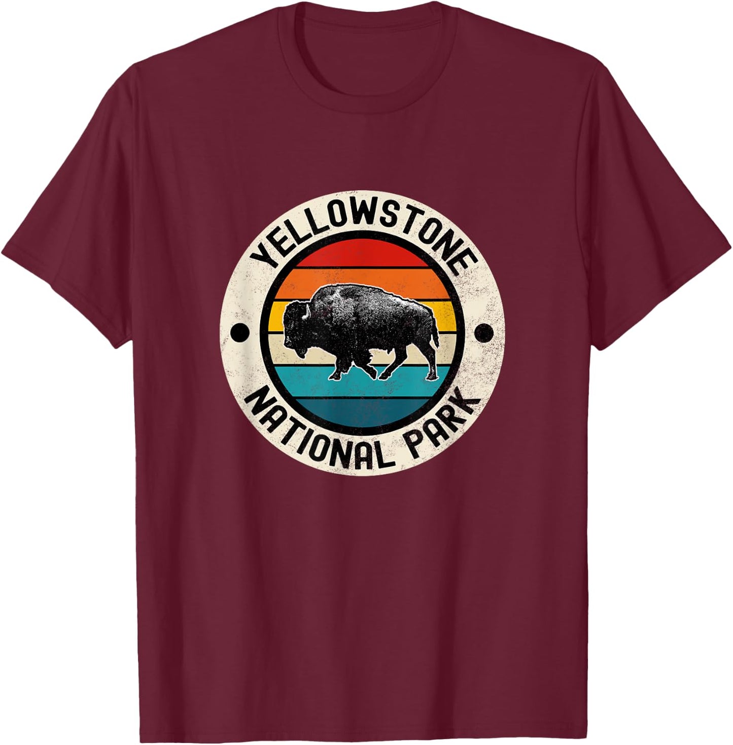 Vintage Yellowstone National Park Graphic Print , Small, Blue T-Shirt - T-Shirt | Maroon