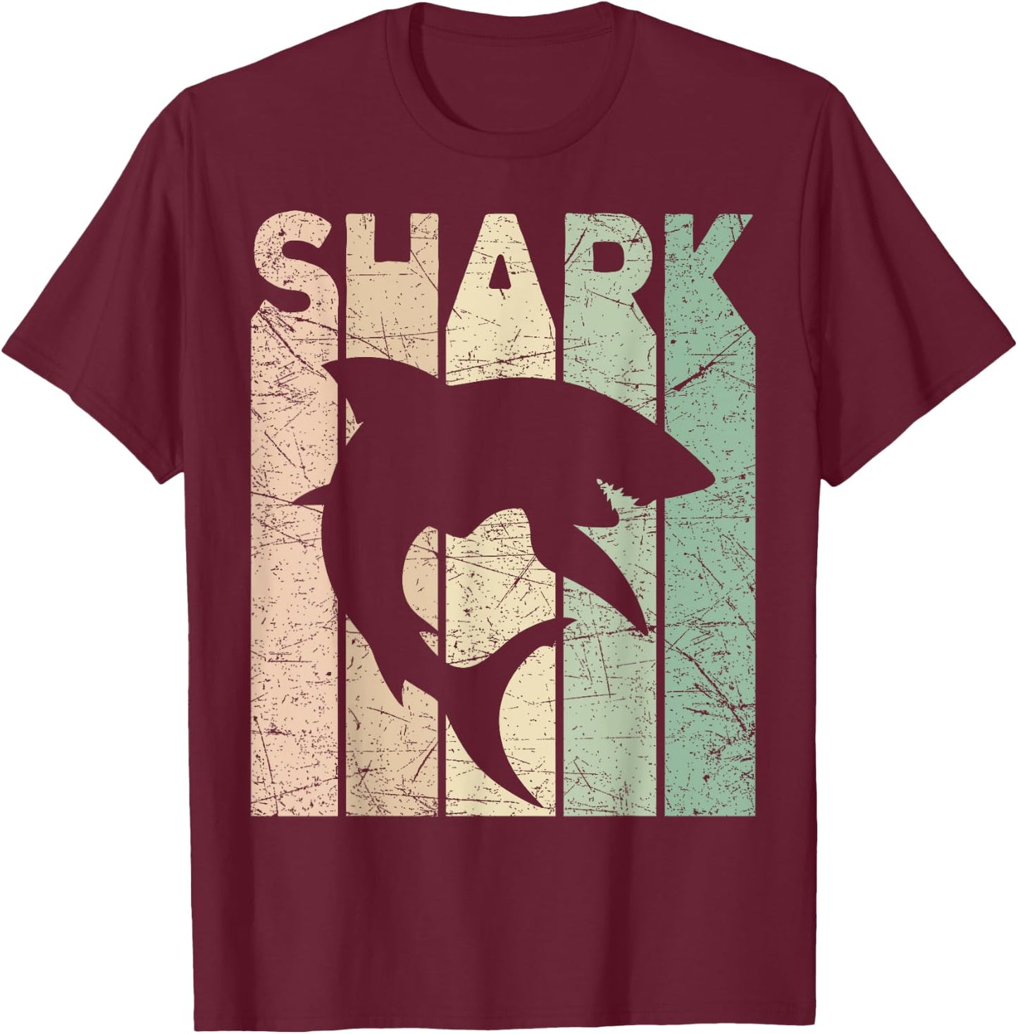 Shark Vintage Marine Animal Shark Lover Retro Oceanography T-Shirt - T-Shirt | Maroon