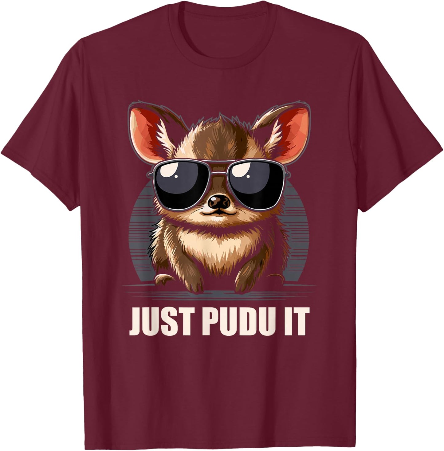 Cute Pudu Deer South America cartoon deer nature gift T-Shirt - T-Shirt | Maroon