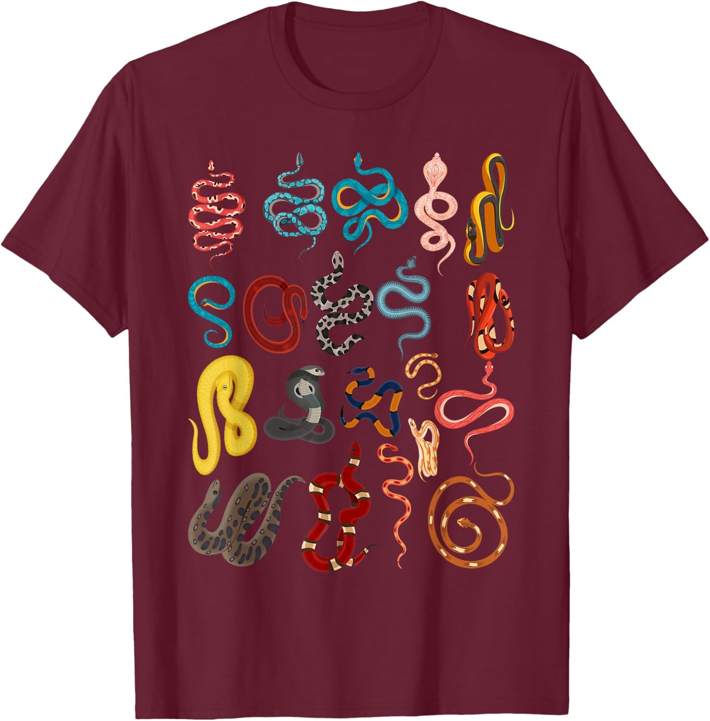 Types Of Snakes Educational Herpetologist Kids Boys Girls T-Shirt - T-Shirt | Maroon